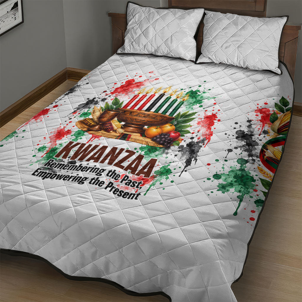 Kwanzaa Pan African Quilt Bed Set - Mishumaa Saba - Black History - Watercolor Art