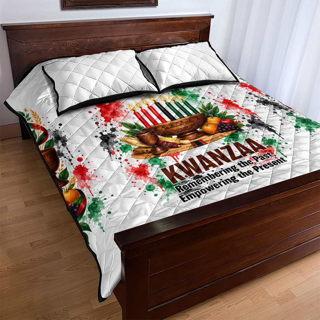 Kwanzaa Pan African Quilt Bed Set - Mishumaa Saba - Black History - Watercolor Art