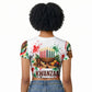 Kwanzaa Pan African Raglan Cropped T shirt - Mishumaa Saba - Black History - Watercolor Art