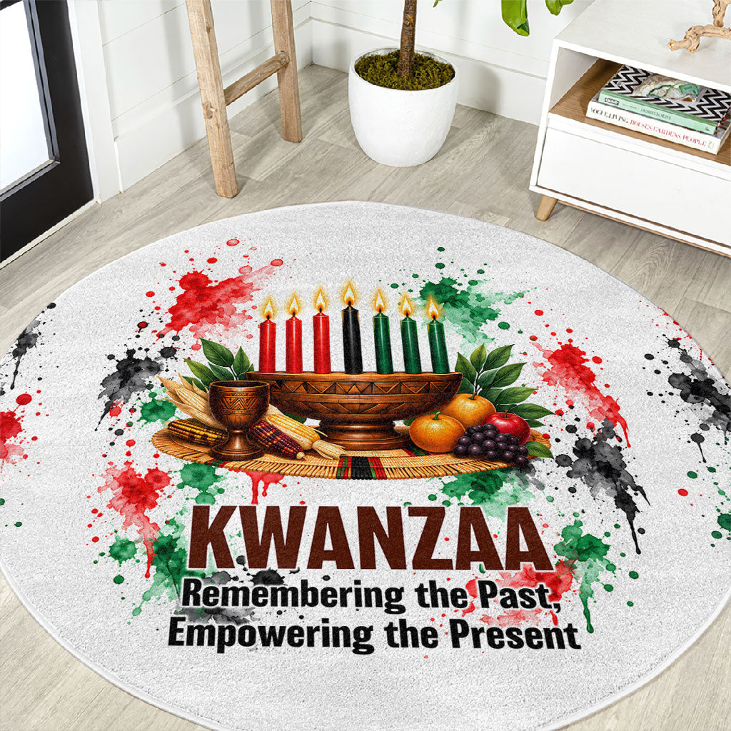 Kwanzaa Pan African Round Carpet - Mishumaa Saba - Black History - Watercolor Art