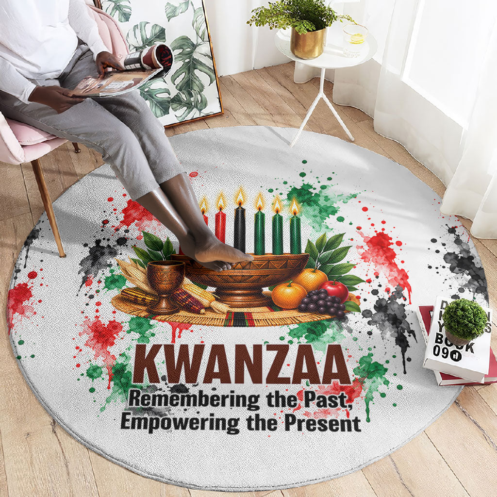 Kwanzaa Pan African Round Carpet - Mishumaa Saba - Black History - Watercolor Art