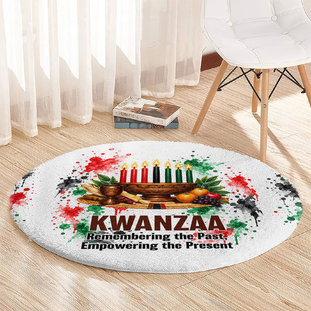Kwanzaa Pan African Round Carpet - Mishumaa Saba - Black History - Watercolor Art