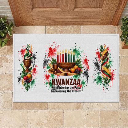 Kwanzaa Pan African Rubber Doormat - Mishumaa Saba - Black History - Watercolor Art