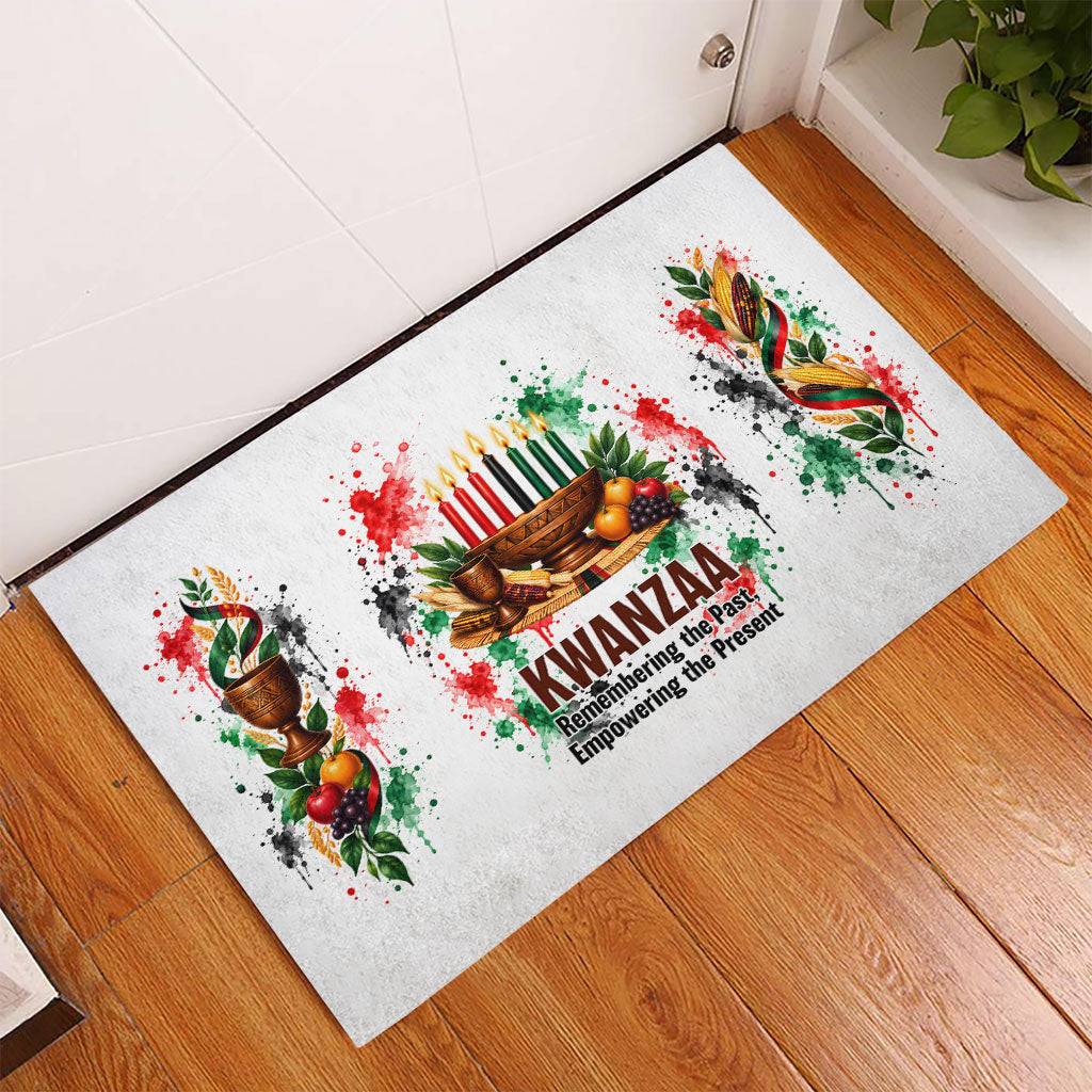Kwanzaa Pan African Rubber Doormat - Mishumaa Saba - Black History - Watercolor Art