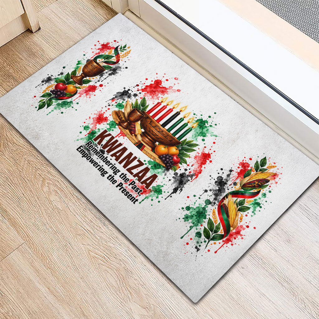 Kwanzaa Pan African Rubber Doormat - Mishumaa Saba - Black History - Watercolor Art