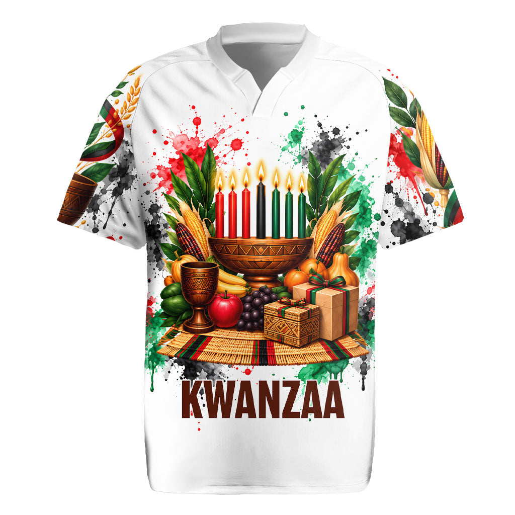 Kwanzaa Pan African Rugby Jersey - Mishumaa Saba - Black History - Watercolor Art
