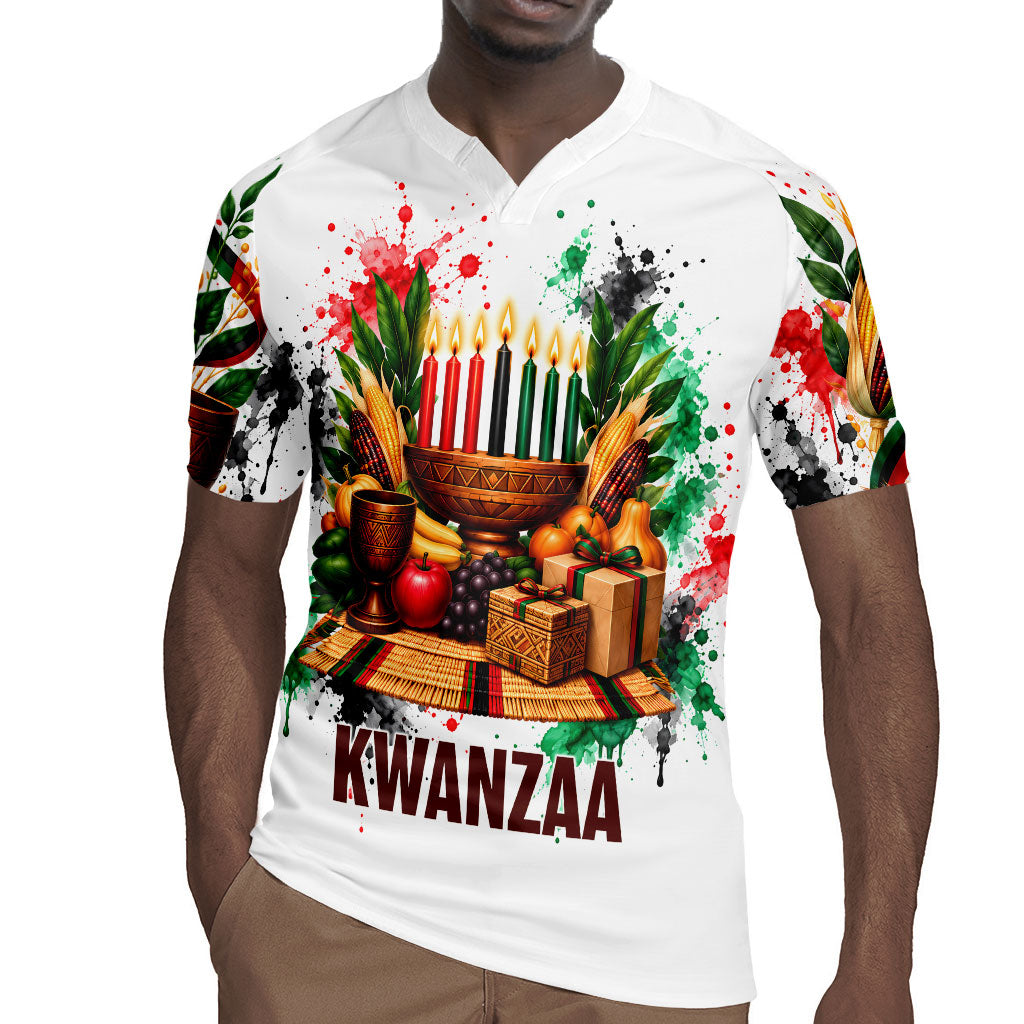 Kwanzaa Pan African Rugby Jersey - Mishumaa Saba - Black History - Watercolor Art
