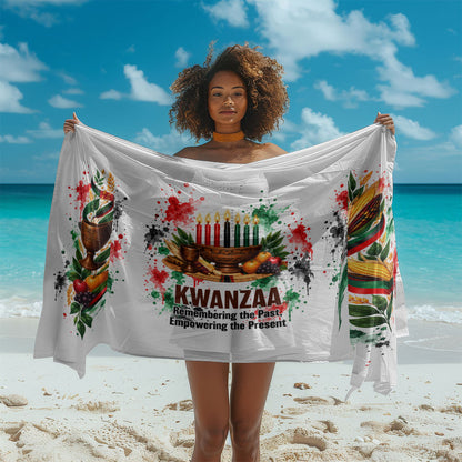 Kwanzaa Pan African Sarong - Mishumaa Saba - Black History - Watercolor Art