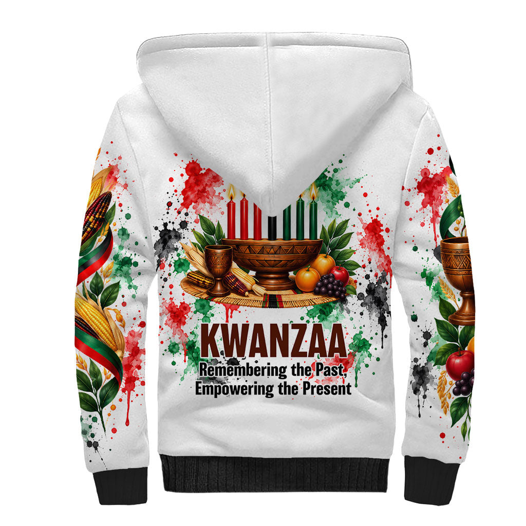 Kwanzaa Pan African Sherpa Hoodie - Mishumaa Saba - Black History - Watercolor Art