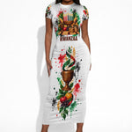 Kwanzaa Pan African Short Sleeve Bodycon Dress - Mishumaa Saba - Black History - Watercolor Art