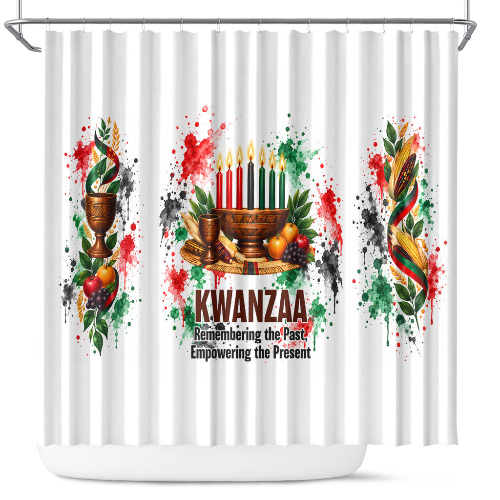 Kwanzaa Pan African Shower Curtain - Mishumaa Saba - Black History - Watercolor Art