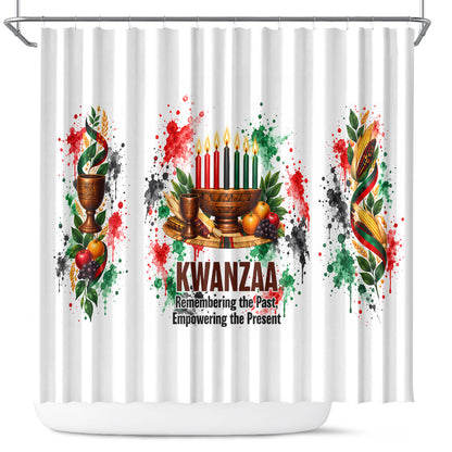 Kwanzaa Pan African Shower Curtain - Mishumaa Saba - Black History - Watercolor Art