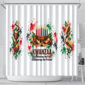 Kwanzaa Pan African Shower Curtain - Mishumaa Saba - Black History - Watercolor Art