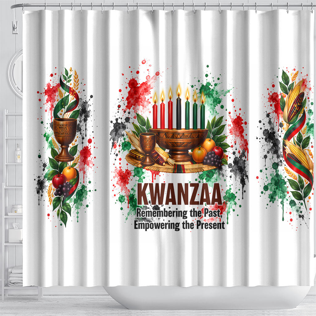 Kwanzaa Pan African Shower Curtain - Mishumaa Saba - Black History - Watercolor Art