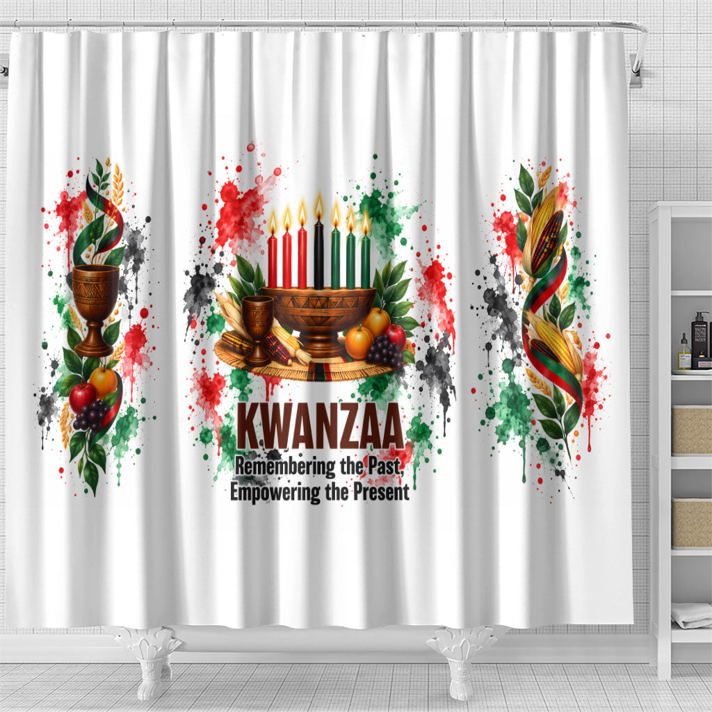 Kwanzaa Pan African Shower Curtain - Mishumaa Saba - Black History - Watercolor Art