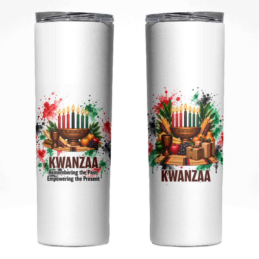 Kwanzaa Pan African Skinny Tumbler - Mishumaa Saba - Black History - Watercolor Art