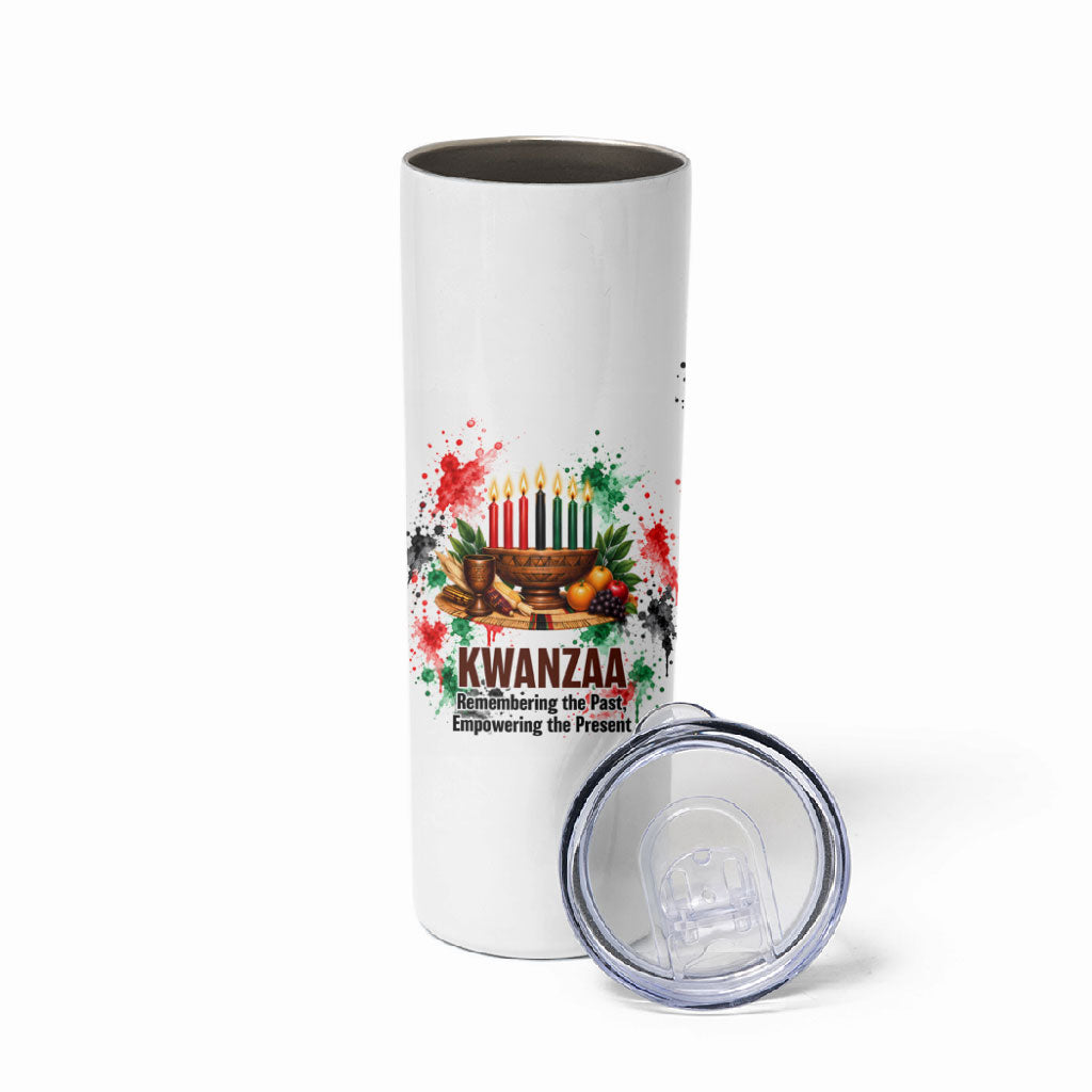 Kwanzaa Pan African Skinny Tumbler - Mishumaa Saba - Black History - Watercolor Art