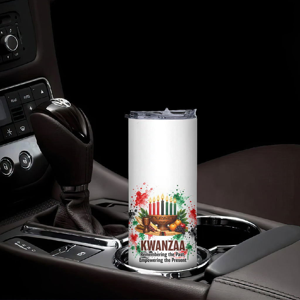 Kwanzaa Pan African Skinny Tumbler - Mishumaa Saba - Black History - Watercolor Art