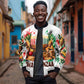 Kwanzaa Pan African Sleeve Zip Bomber Jacket - Mishumaa Saba - Black History - Watercolor Art