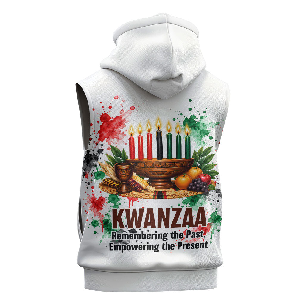 Kwanzaa Pan African Sleeveless Zip Hoodie - Mishumaa Saba - Black History - Watercolor Art