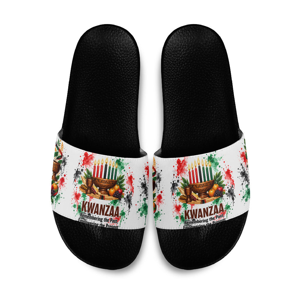 Kwanzaa Pan African Slide Sandals - Mishumaa Saba - Black History - Watercolor Art