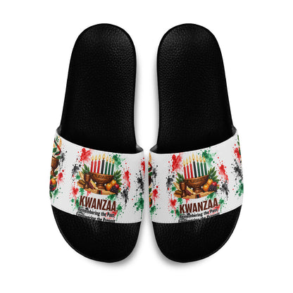 Kwanzaa Pan African Slide Sandals - Mishumaa Saba - Black History - Watercolor Art