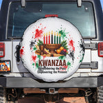 Kwanzaa Pan African Spare Tire Cover - Mishumaa Saba - Black History - Watercolor Art