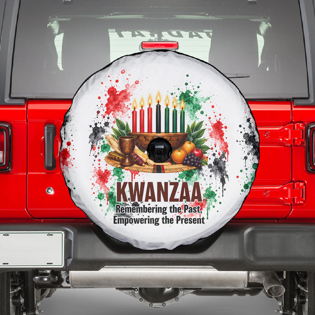 Kwanzaa Pan African Spare Tire Cover - Mishumaa Saba - Black History - Watercolor Art
