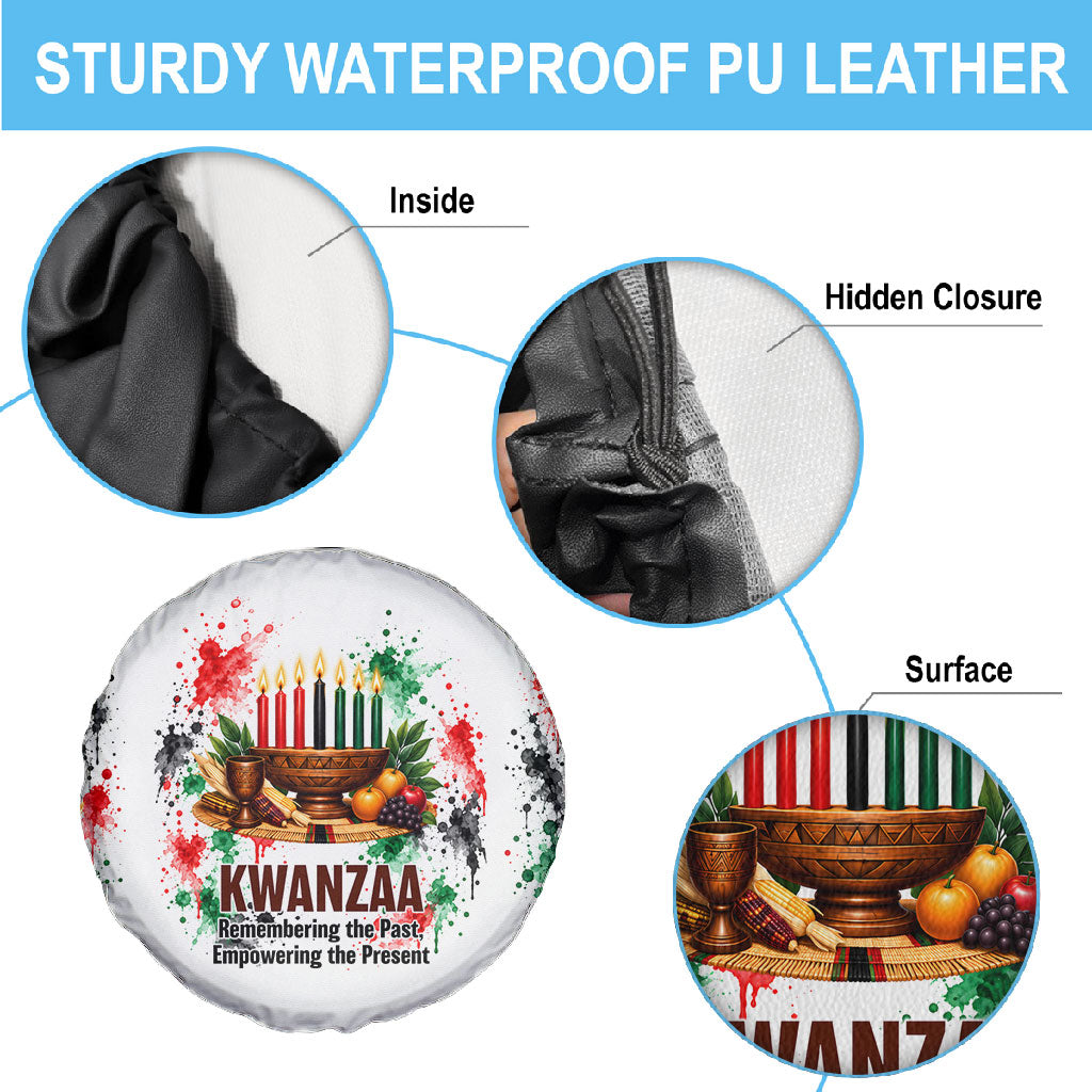 Kwanzaa Pan African Spare Tire Cover - Mishumaa Saba - Black History - Watercolor Art