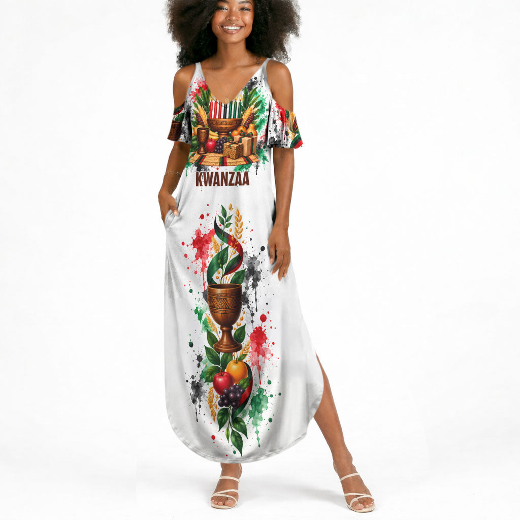 Kwanzaa Pan African Summer Maxi Dress - Mishumaa Saba - Black History - Watercolor Art