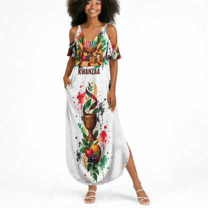 Kwanzaa Pan African Summer Maxi Dress - Mishumaa Saba - Black History - Watercolor Art
