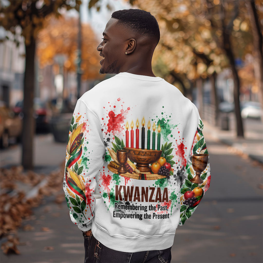 Kwanzaa Pan African Sweatshirt - Mishumaa Saba - Black History - Watercolor Art