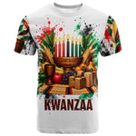Kwanzaa Pan African T shirt - Mishumaa Saba - Black History - Watercolor Art