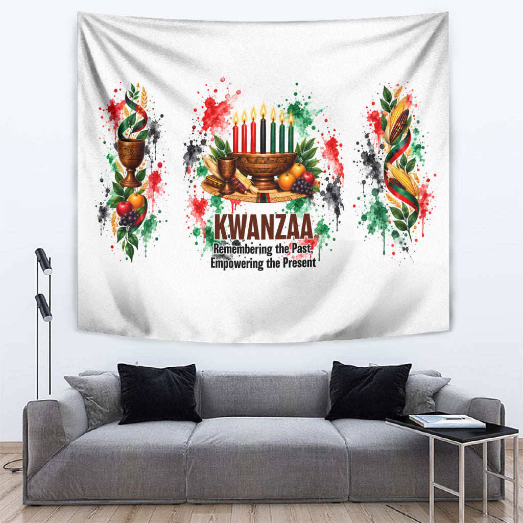 Kwanzaa Pan African Tapestry - Mishumaa Saba - Black History - Watercolor Art