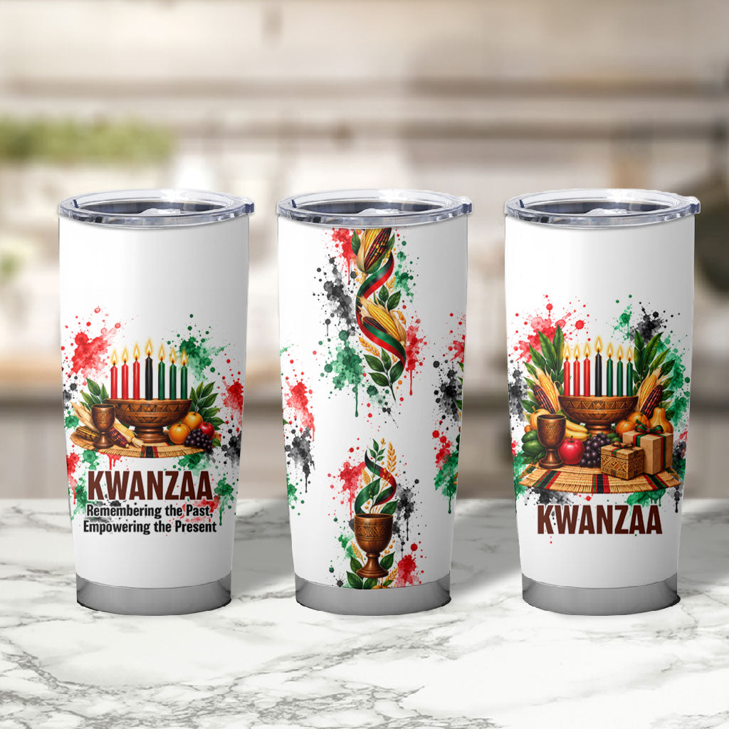 Kwanzaa Pan African Tumbler Cup - Mishumaa Saba - Black History - Watercolor Art