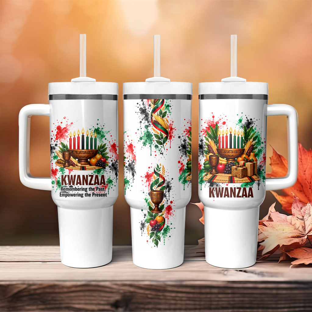 Kwanzaa Pan African Tumbler With Handle - Mishumaa Saba - Black History - Watercolor Art