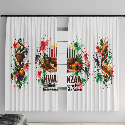 Kwanzaa Pan African Window Curtain - Mishumaa Saba - Black History - Watercolor Art