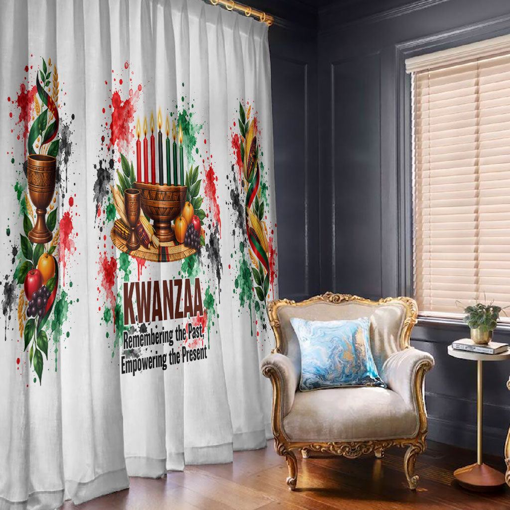 Kwanzaa Pan African Window Curtain - Mishumaa Saba - Black History - Watercolor Art