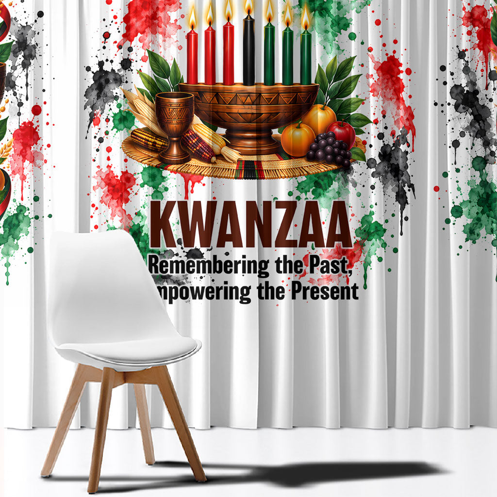 Kwanzaa Pan African Window Curtain - Mishumaa Saba - Black History - Watercolor Art