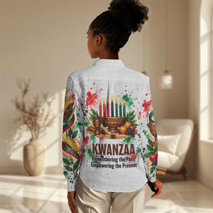 Kwanzaa Pan African Women Casual Shirt - Mishumaa Saba - Black History - Watercolor Art