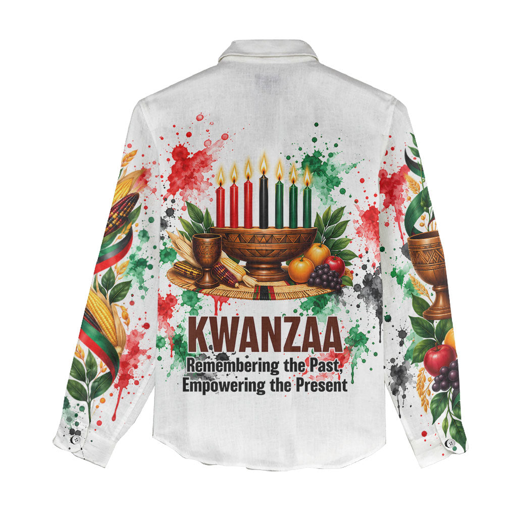 Kwanzaa Pan African Women Casual Shirt - Mishumaa Saba - Black History - Watercolor Art