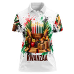 Kwanzaa Pan African Women Polo Shirt - Mishumaa Saba - Black History - Watercolor Art
