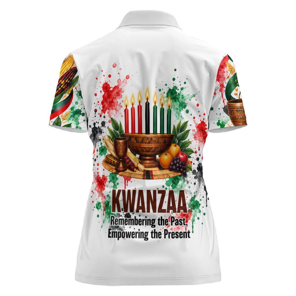 Kwanzaa Pan African Women Polo Shirt - Mishumaa Saba - Black History - Watercolor Art