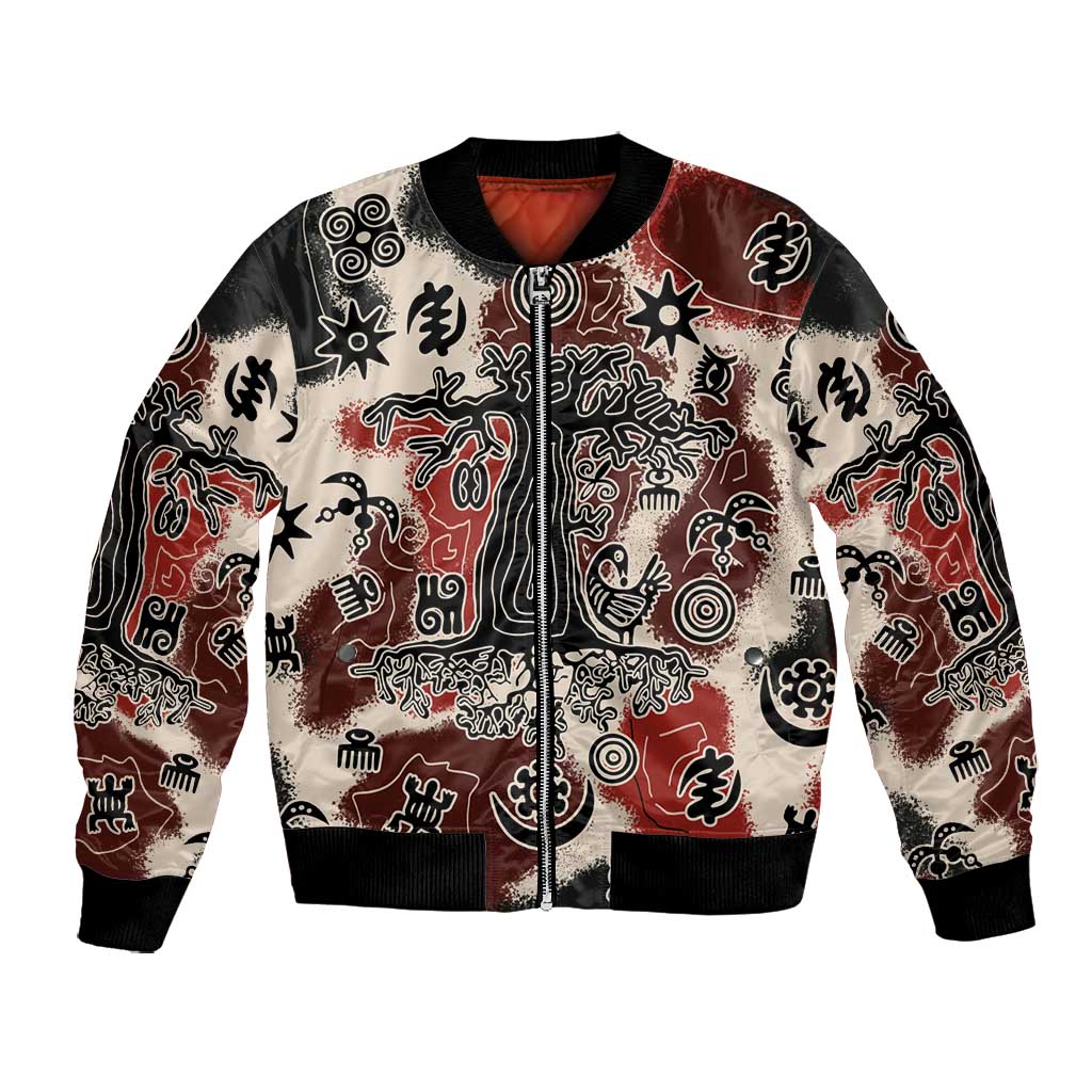 Adinkra Baobab Roots Bomber Jacket African Ancestral Spirit Design - African Pride