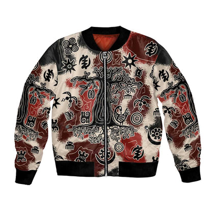 Adinkra Baobab Roots Bomber Jacket African Ancestral Spirit Design - African Pride