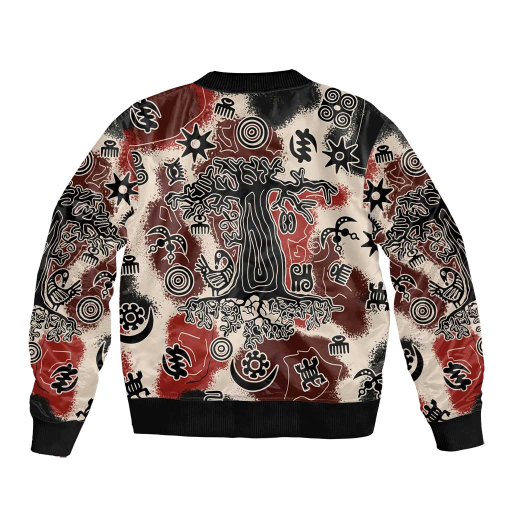 Adinkra Baobab Roots Bomber Jacket African Ancestral Spirit Design - African Pride