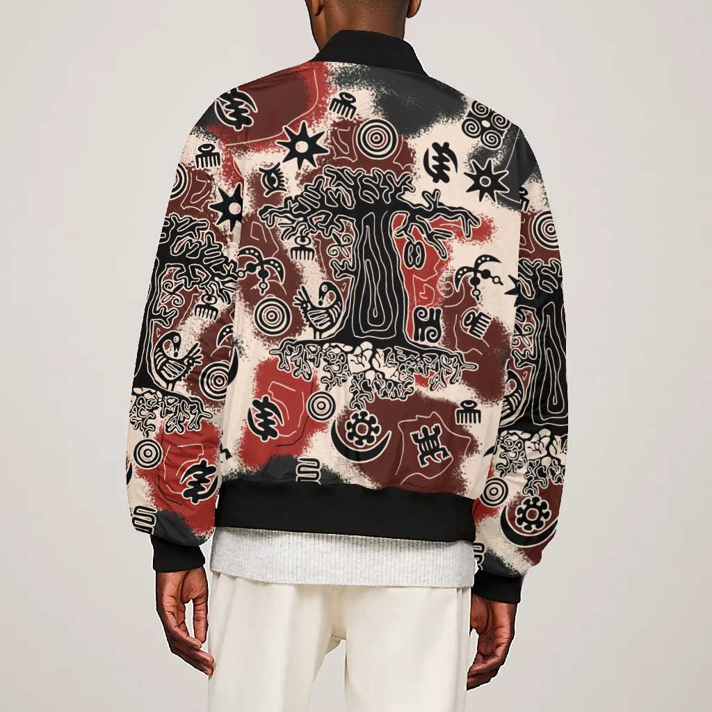 Adinkra Baobab Roots Bomber Jacket African Ancestral Spirit Design - African Pride