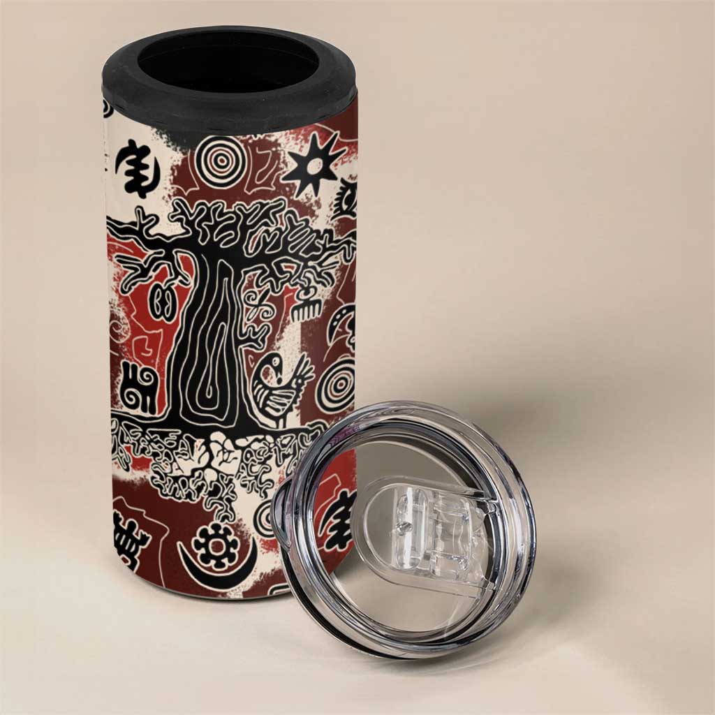 Adinkra Baobab Roots 4 in 1 Can Cooler Tumbler African Ancestral Spirit Design - African Pride