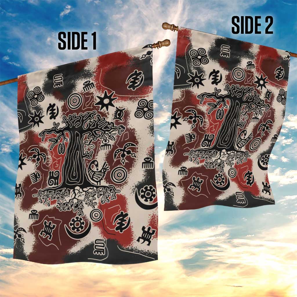 Adinkra Baobab Roots Garden Flag African Ancestral Spirit Design - African Pride