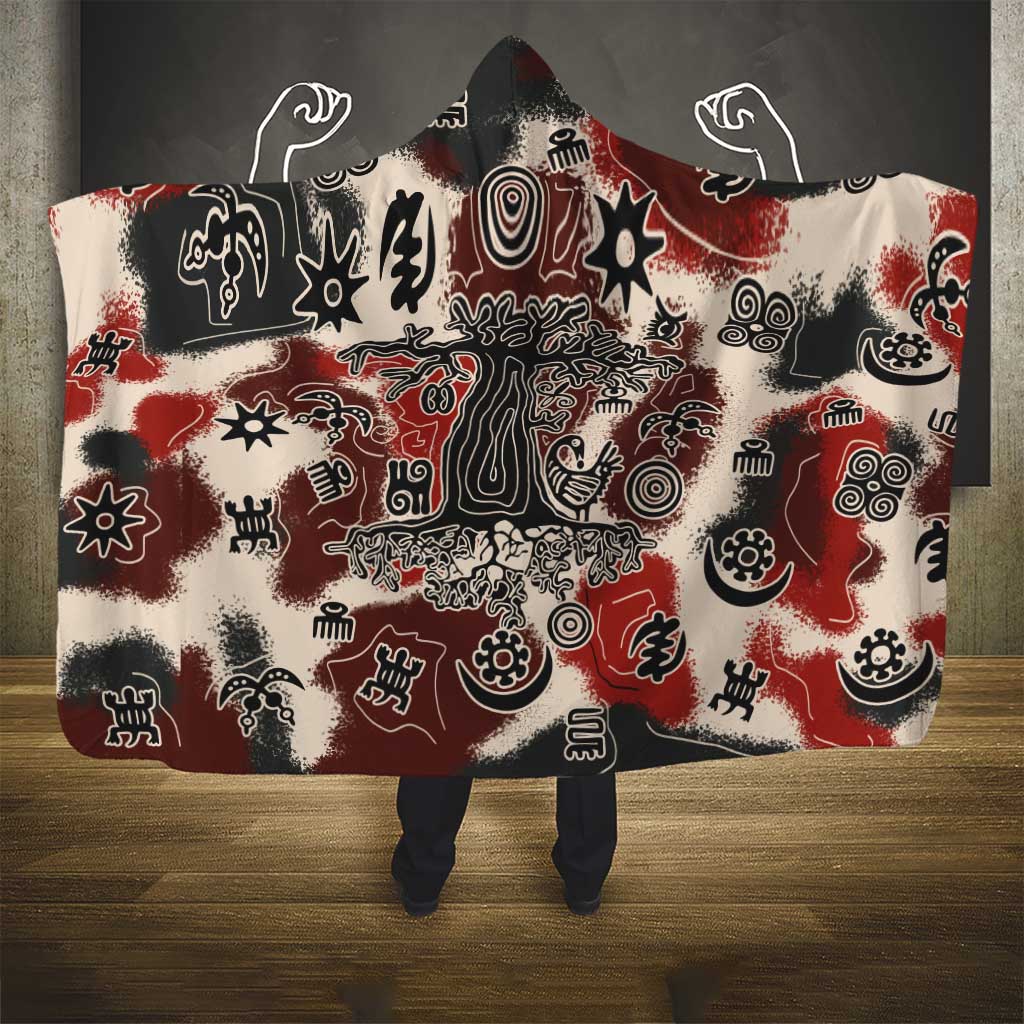 Adinkra Baobab Roots Hooded Blanket African Ancestral Spirit Design - African Pride